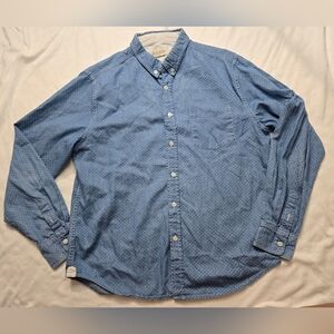 Barque Blue Casual Button Down ShirtPolka Dot Minimalistic Modern Size L